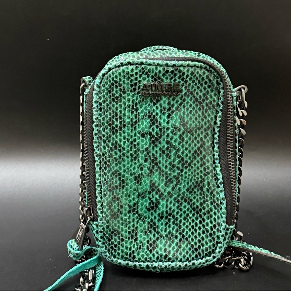 AIMEE KESTENBERG Chelsea Emerald Snake Leather Crossbody Bag